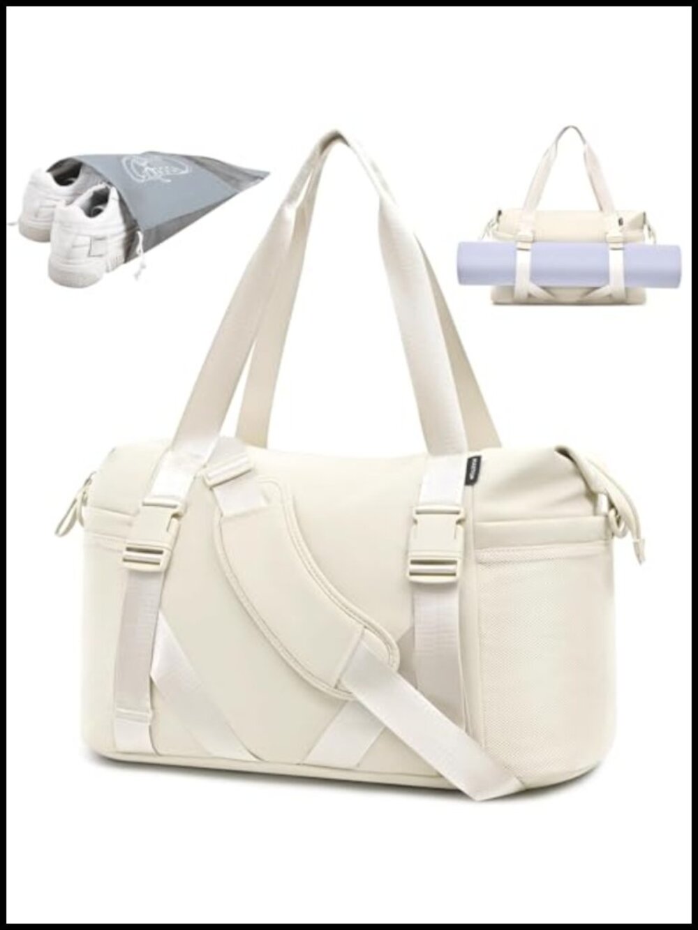Yoga Gym Bag with Shoe Pouch, Travel Duffel for Gym Workout